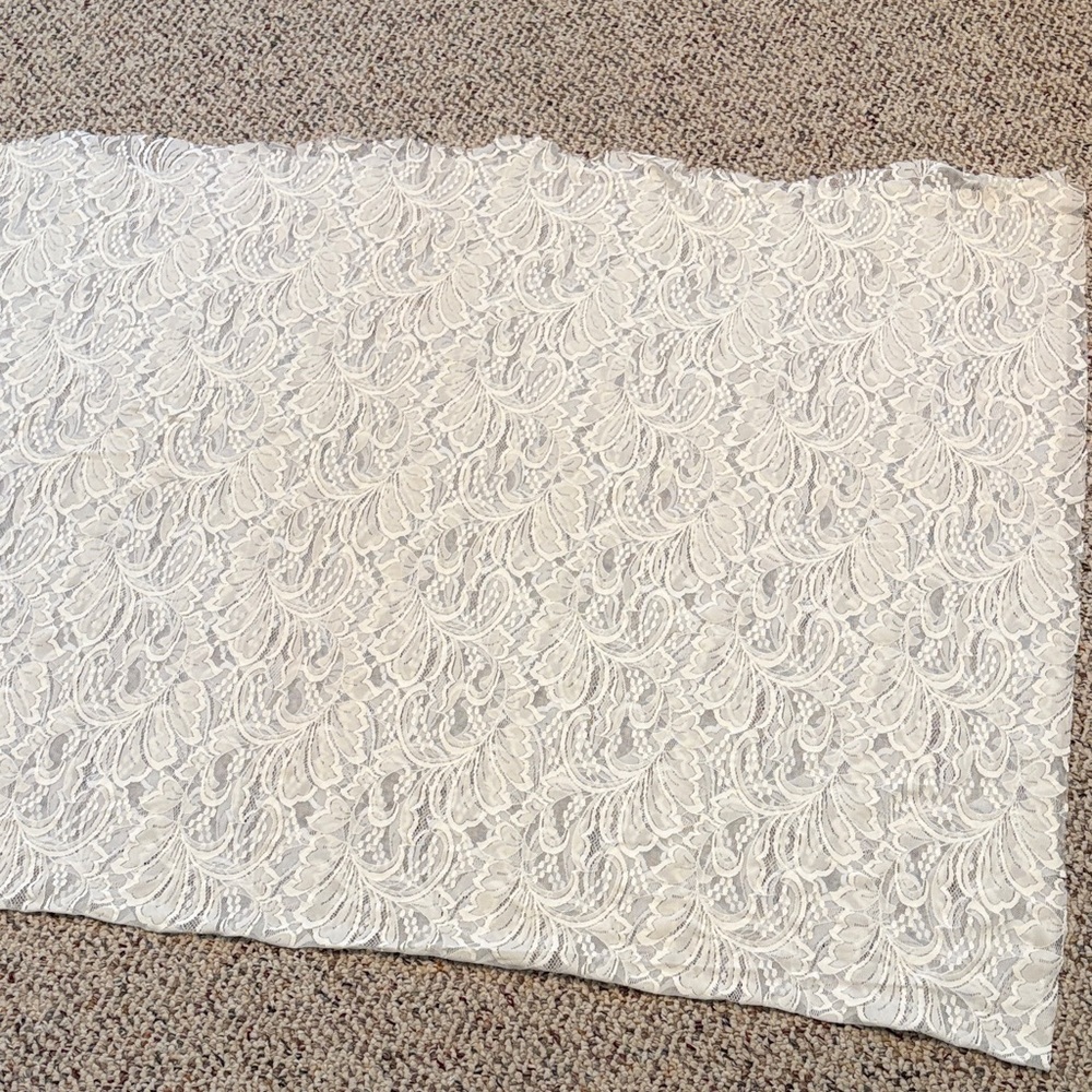 White Lace Fabric Panel - Delicate Floral Lace